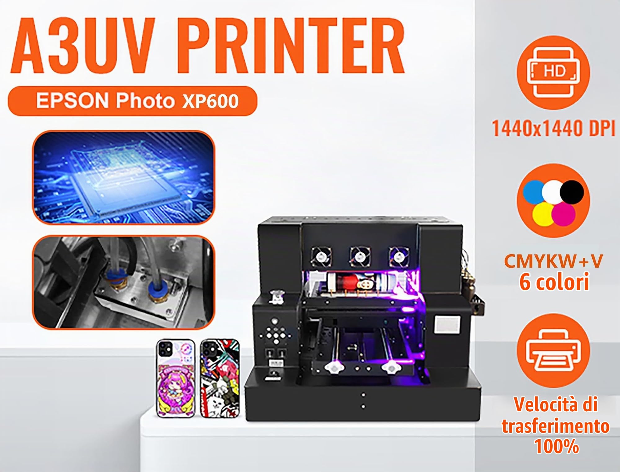Stampante Multifunzione A3 UV DTF XP600 stampante UV Stampante Automatica Flatbed Stampanti a Getto d'inchiostro 32*50CM Stampante Colori Inkjet Usato per PVC,Metallo,Legno,Acrilico etc,con Inchiostro