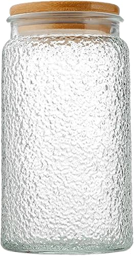Tarro de vidrio con tapa hermética de bambú, frasco sellado, encimera de almacenamiento de cocina de vidrio vintage de 35 onzas, recipientes
