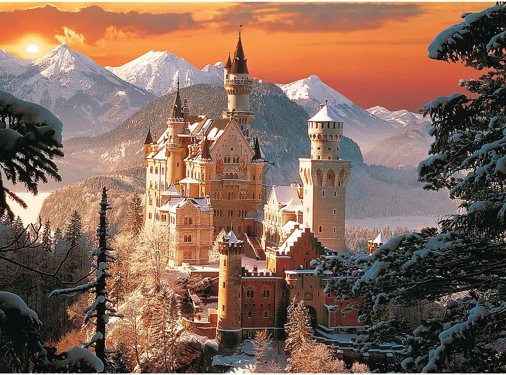 Trefl Wintry Neuschwanstein Castle, Germany 3000 Piece Jigsaw Puzzle Red 46"x33" Print, DIY Puzzle, Creative Fun, Classic Puzzle for Adults and Children from 15 Years Old