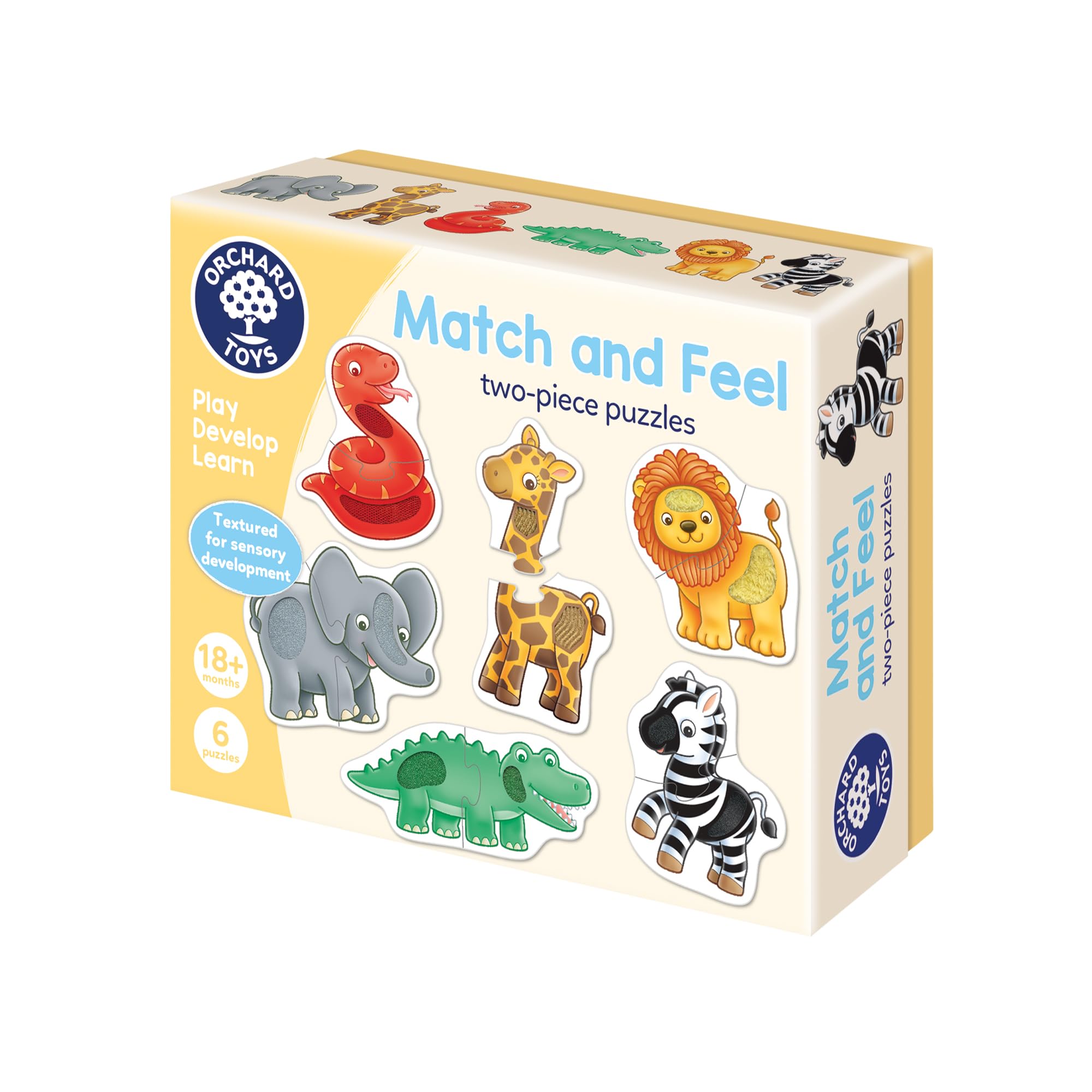 Orchard Toys Match and Feel Puzzles for Toddlers Aged 18 months+ Six Puzzles with Textures for Sensory Play