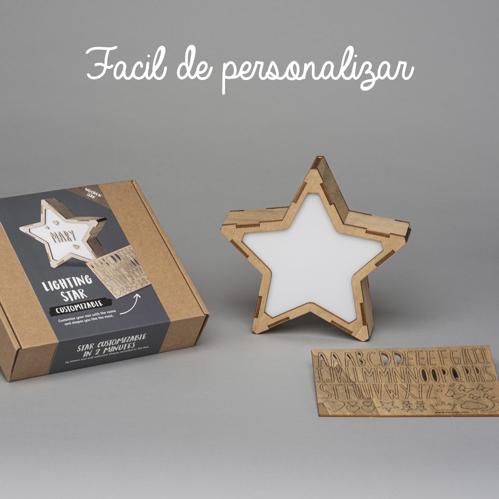 WONDEE Vintiun Lámpara Personalizada de Mesita de Noche - Cosas/Regalos para Bebés Recién Nacidos Originales, Luz Nocturna Infantil Quitamiedos Estrella - Regalos niños 0 1 2 3 4 5 6 7 8 9 10 años