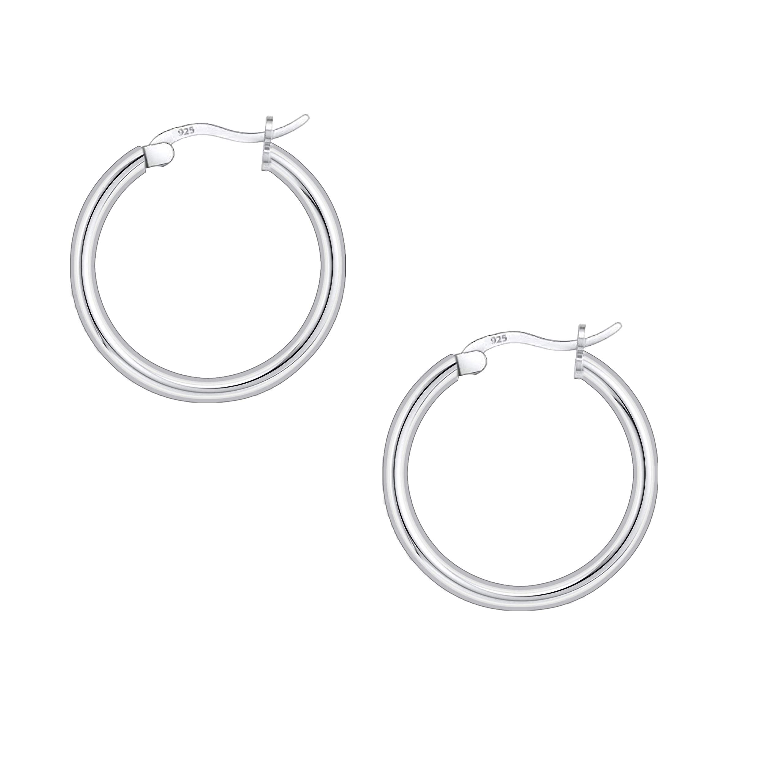 Aretes redondos de plata de ley 925 para mujeres y hombres, vienen en 0.394 a 0.98 pulgadas, Plata de ley, No es una piedra preciosa 2