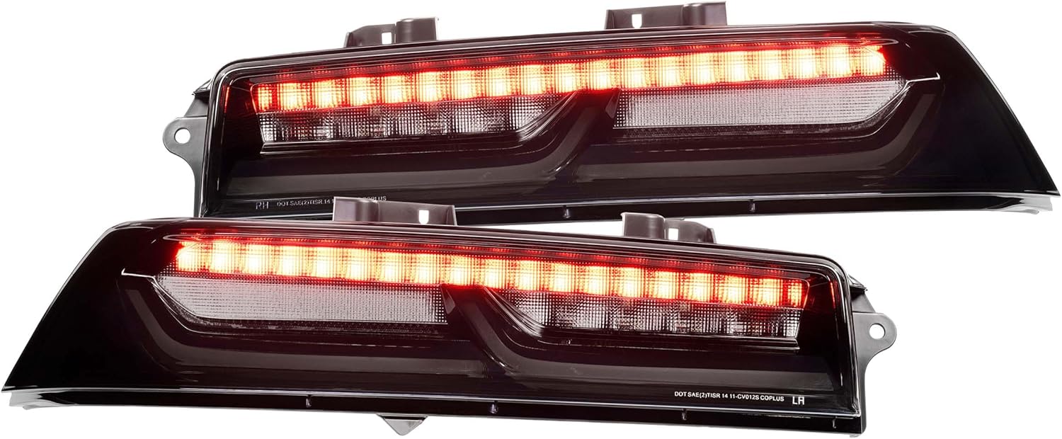 Morimoto XB LED Smoked Facelift Taillights Fits 2014-2015 Chevrolet Camaro, Plug and Play Sequential Taillight Assemblies with UV Coated Lens (1x LF406)