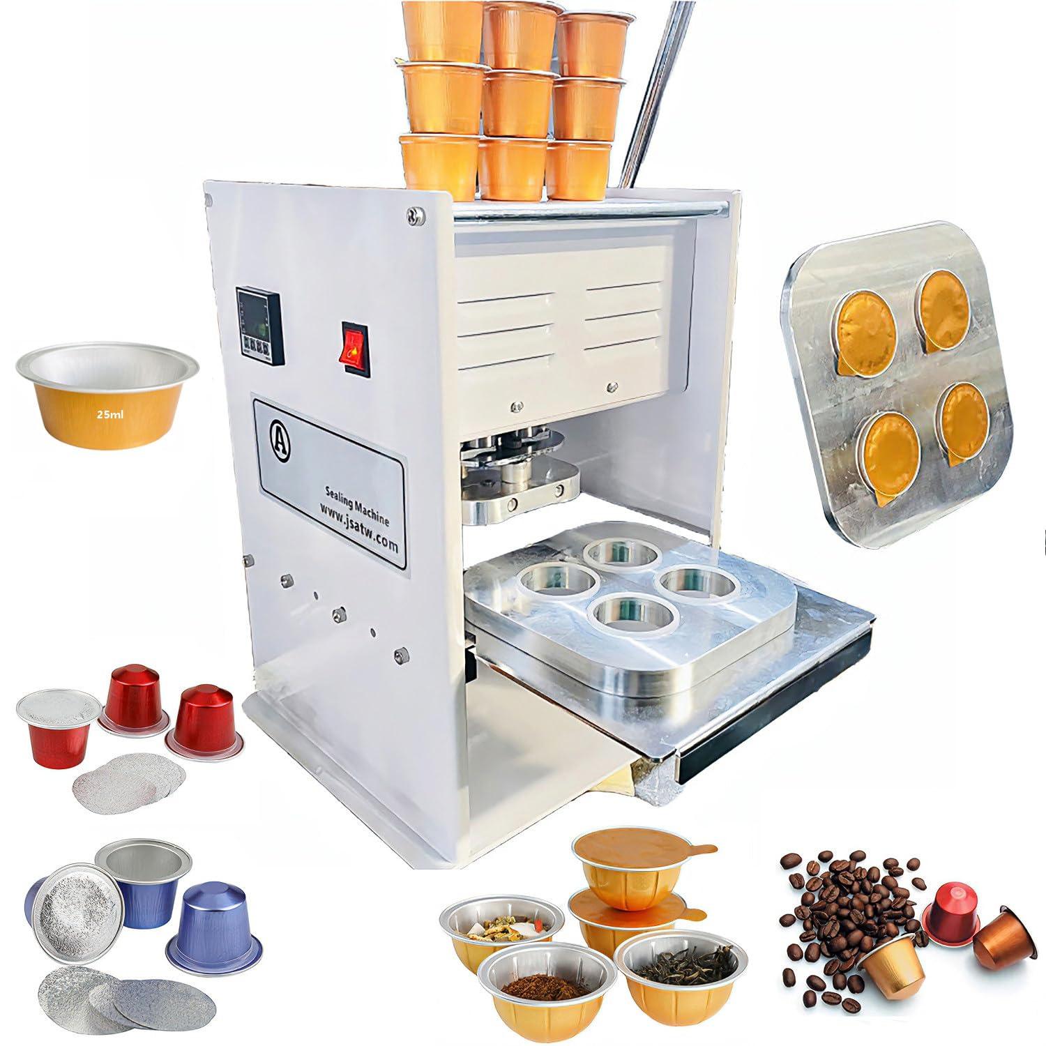 Manual Heat Sealing Machine With Metal Housing For Food Packaging And Cafes (25Ml)