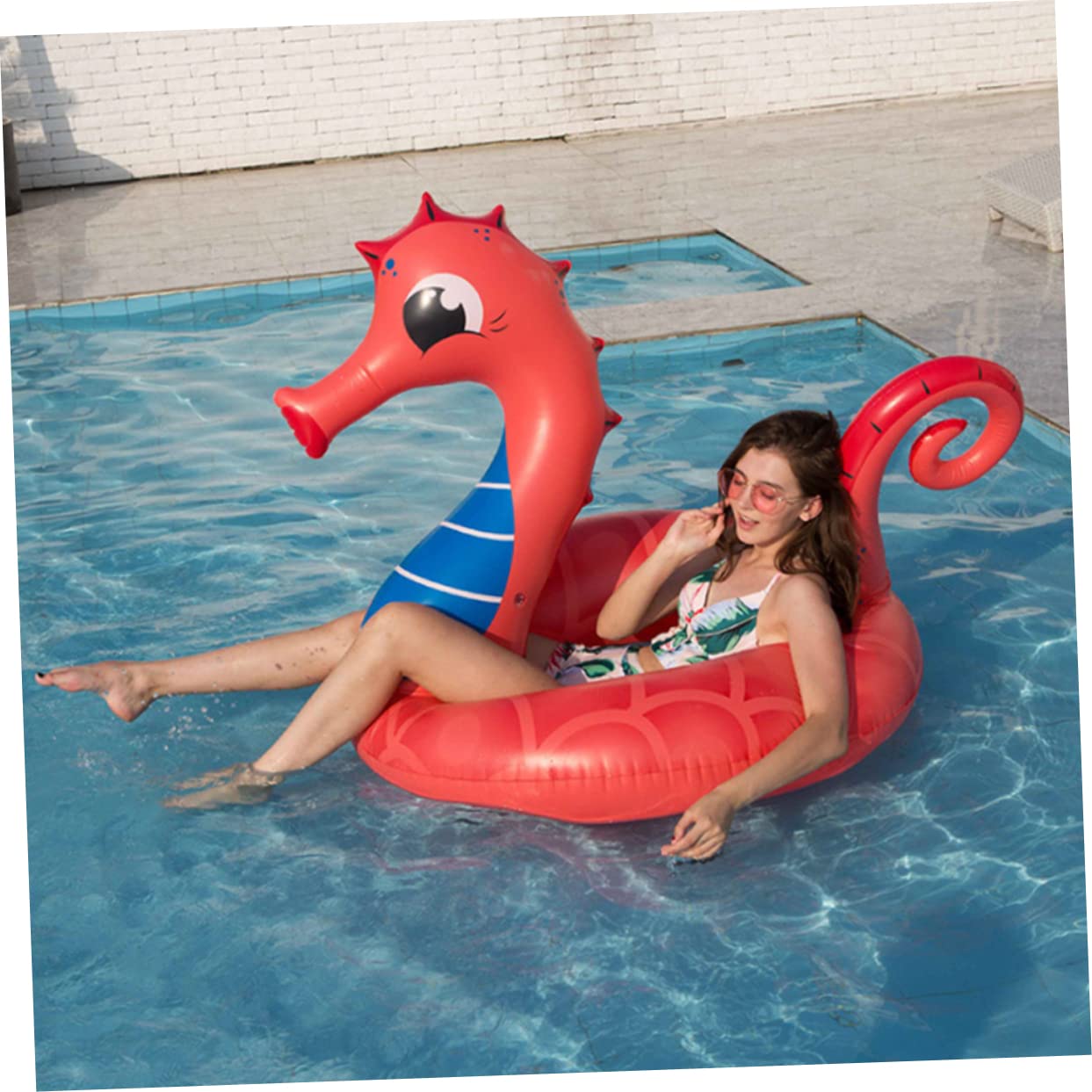 VICASKY Salvagente in Gonfiabile per Adulti Salvagente Galleggiante per Piscina e Spiaggia Design Cavalluccio Marino Facile da Gonfiare e Sgonfiare