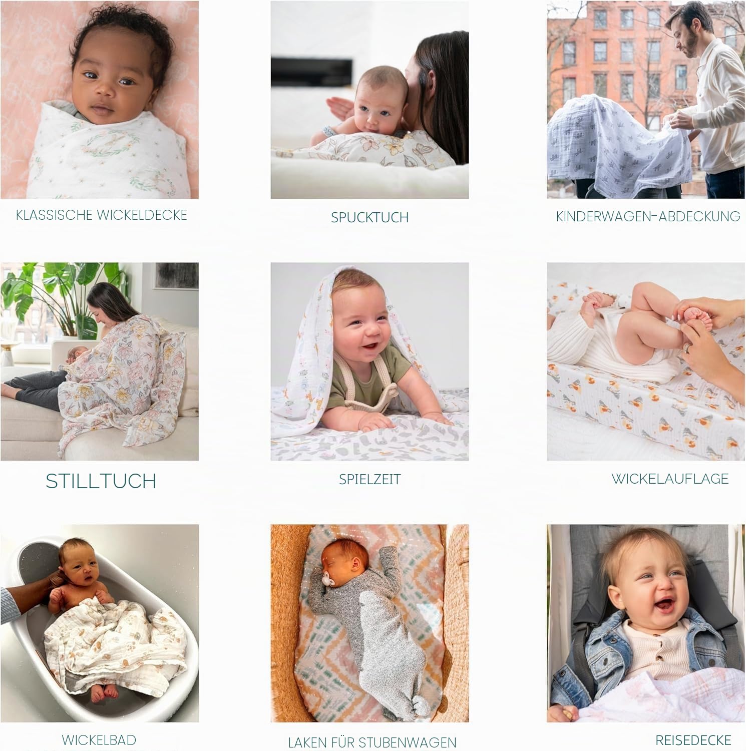 Aden + Anais Essentials Disney Baby Musselin-Wickeldecken, Neugeborene, Decke zum Wickeln, 100% Baumwolle, 4er-Pack, Elefantenzirkus