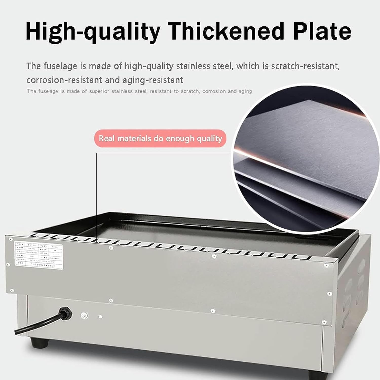 Large Electric Griddle Hot Cooking Plate, Electric Griddle Commercial Counter Top Flat Hotplate with Adjustable Temperature Control 122°F-572°F for Fry Eggs, Pies, Meets, Hamburgers, Barbecue
