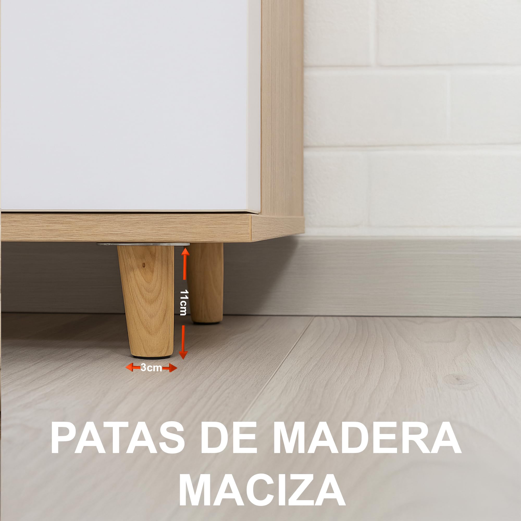 Szafka pod telewizor 120 cm do nowoczesnego salonu, kolor dębowy i biały, stół telewizyjny do 55 cali ze schowkiem, półka i dwoje drzwi, solidna i elegancka biała szafka pod meble, nogi z litego