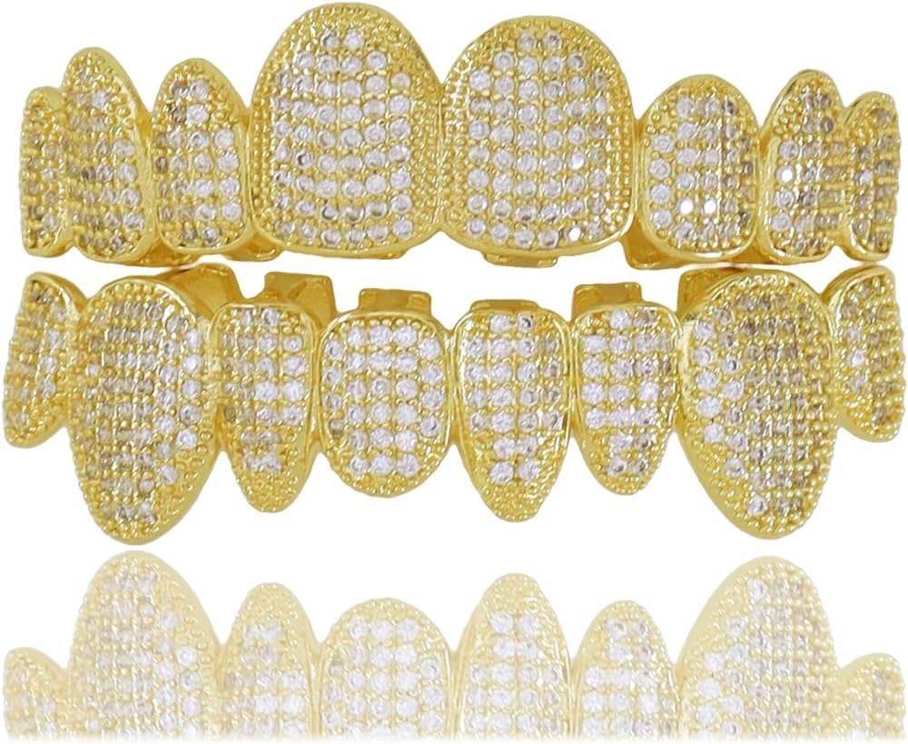 Grillz de Oro 14K para 16 Dientes con Diamantes