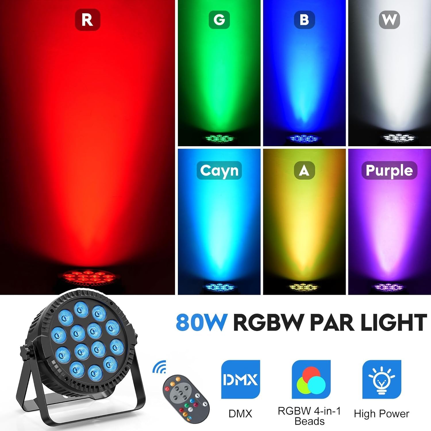 HOLDLAMP 12 Stücke 84W rgbw Bühnenlicht LED Par Strahler mit Fernbedienung DMX Discolicht Partylichter für Bar DJ KTV Disco Geburtstag Halloween Weihnachten