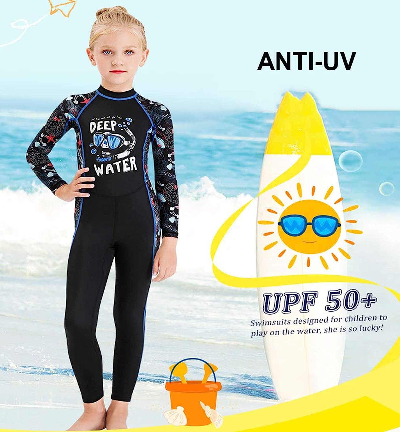 Combinaison de plongée pour enfants pour garçons et filles, maillot de bain d'hiver une pièce ultra extensible combinaisons de plongée combinaisons complètes pour plongée sous-marine, surf, plong