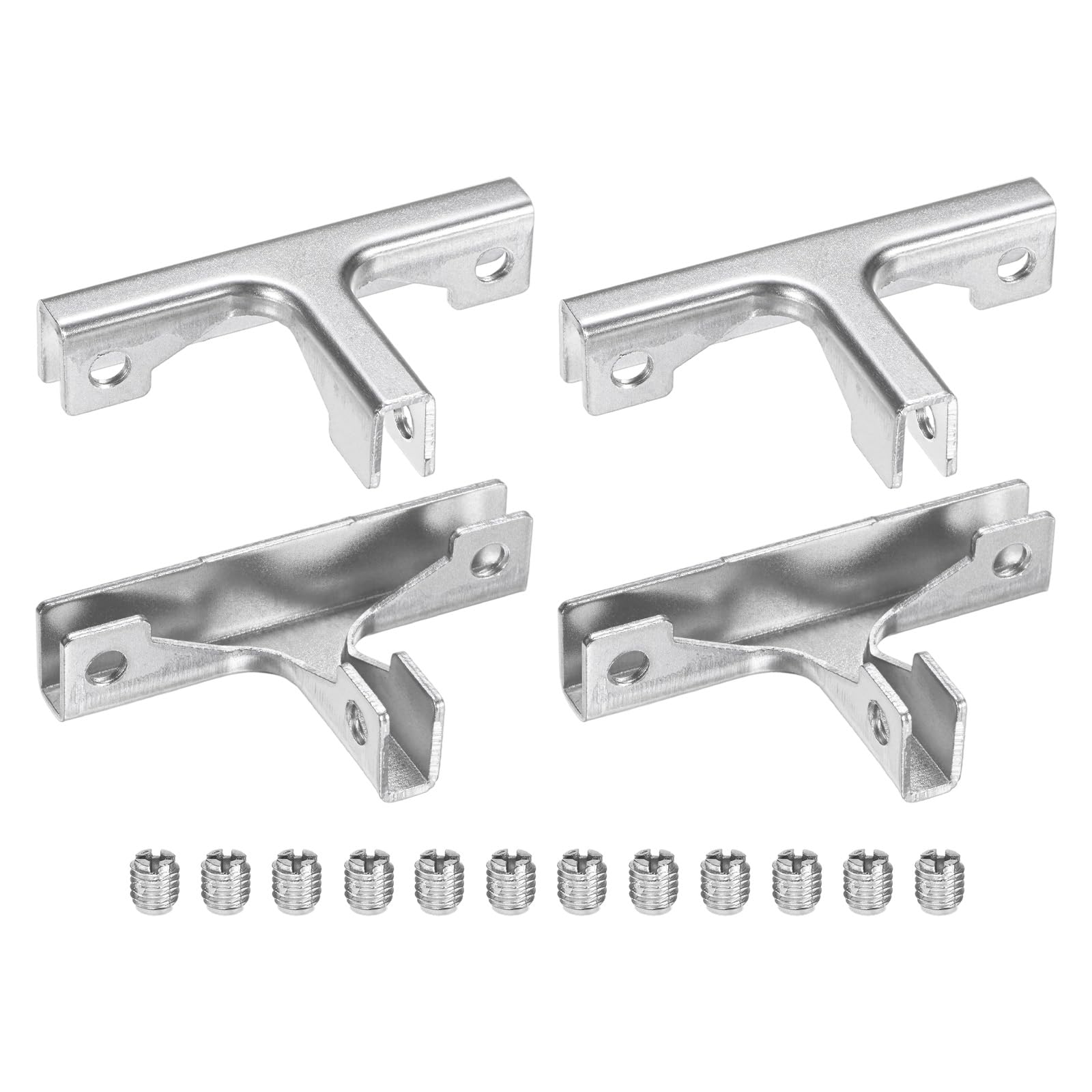M METERXITY Glass Fixing Clip (3-7mm) 4 PCS - Aluminum Alloy T-Shaped Glass Combination Fixing Bracket & Reinforced Clip Clamp Accessories, Apply to DIY Display Cabinet/Fish Tank