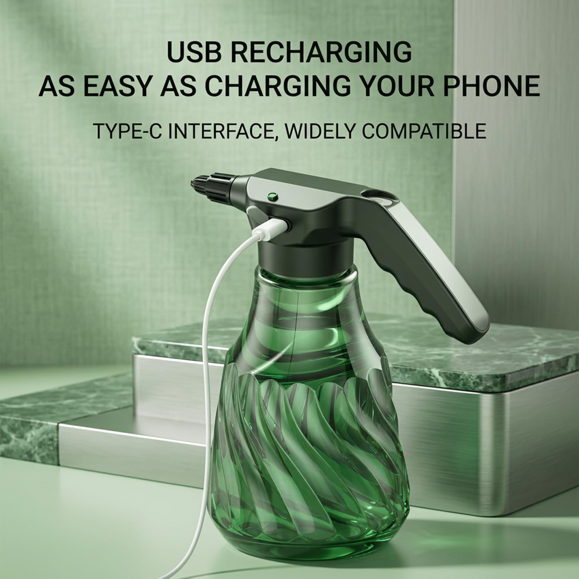 Vaporisateur automatique électrique 2000 ml brumisateur rechargeable pour plantes d'intérieur avec deux modes de pulvérisation et longue buse vaporisateur ergonomique.