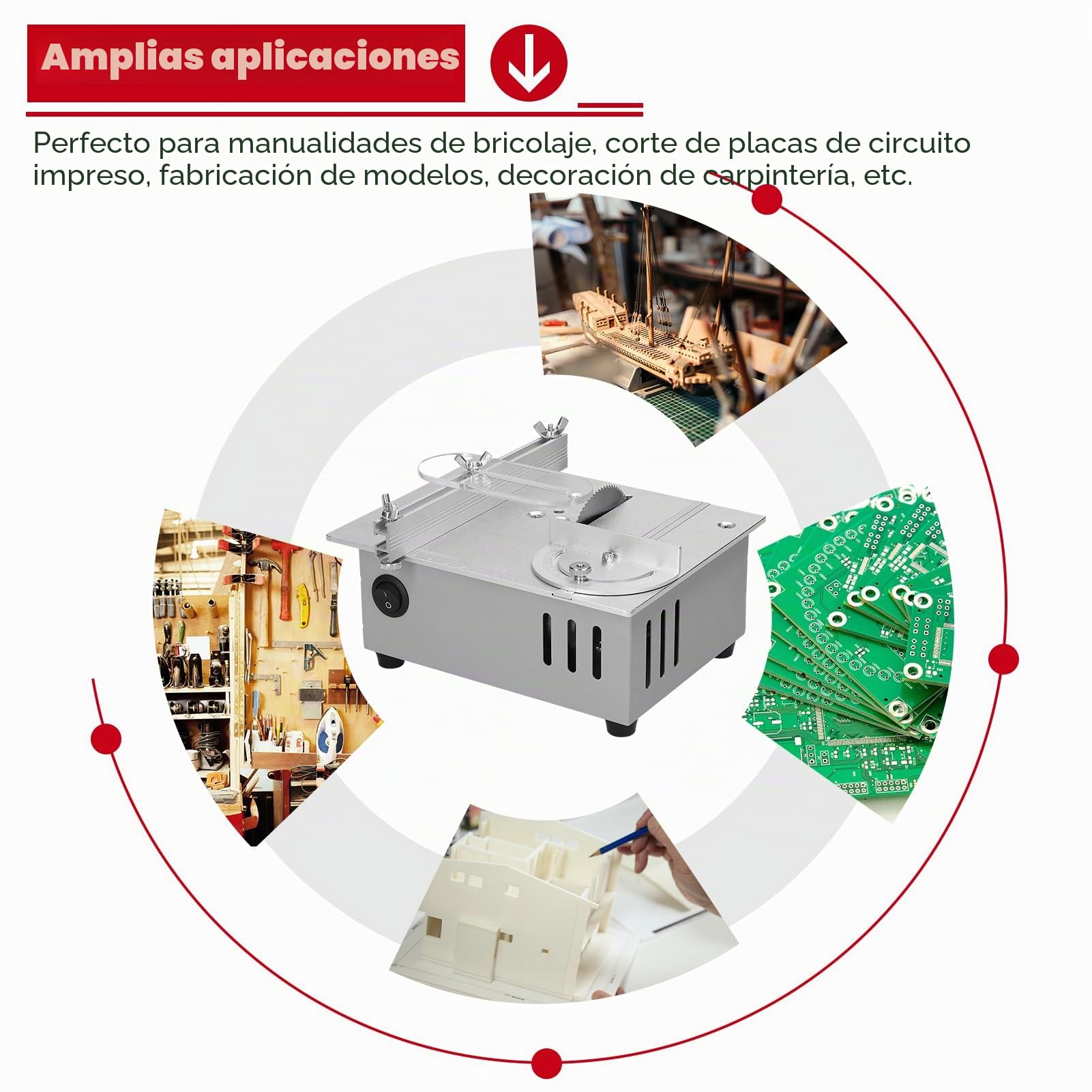 Sierra de mesa multifuncional, sierras eléctricas de escritorio de 96W, hoja de sierra pequeña para el hogar, herramienta de corte ajustable en altura, máquina de carpintería