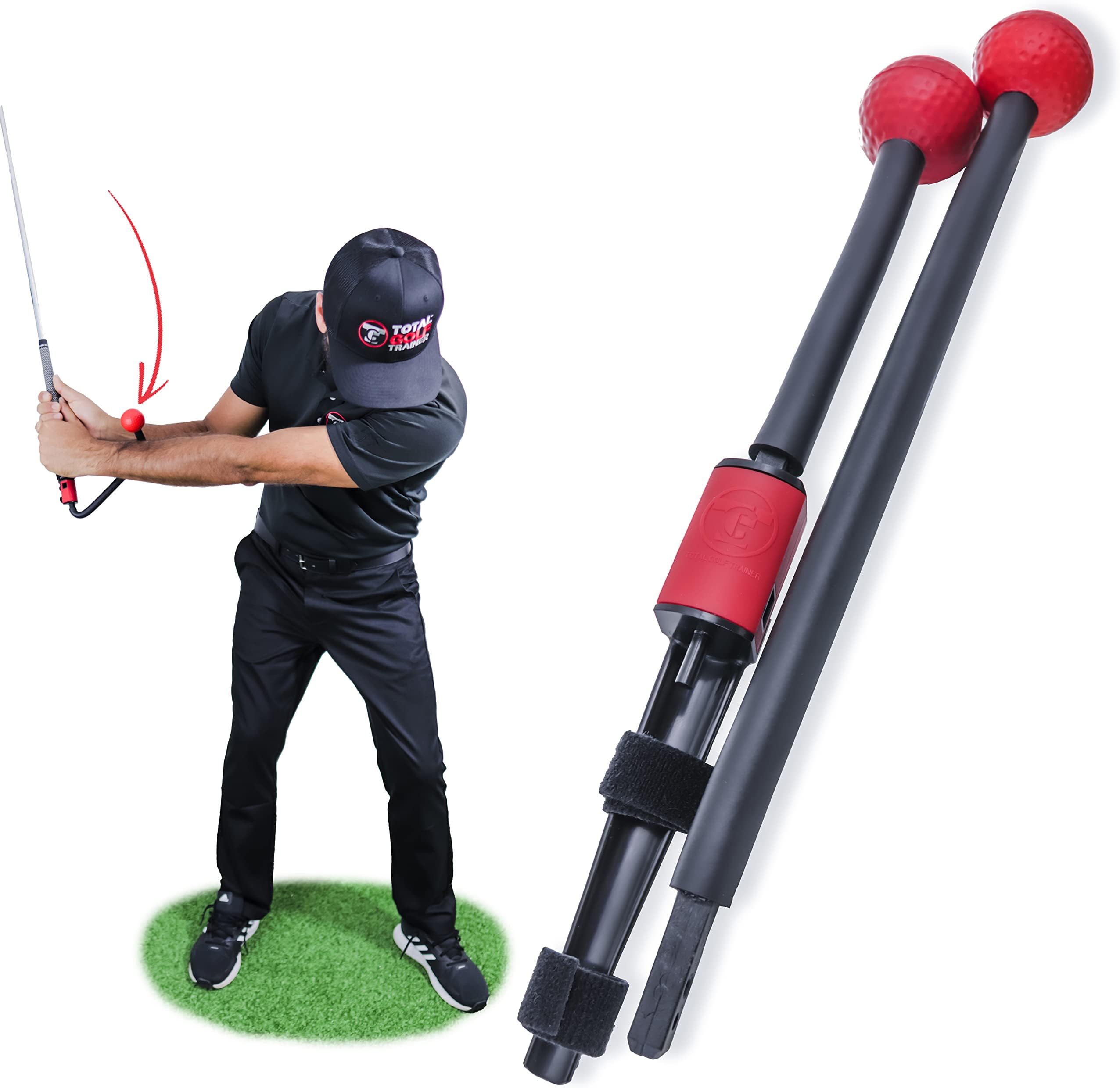 TOTAL GOLF TRAINER V2 Training Aid - Reinforces Short Game & Full Swing Takeaway, Club Path, Club Face, Lag, Impact, Release - Flexible Training Rods For Custom Settings That Can Shape Into Other Aids