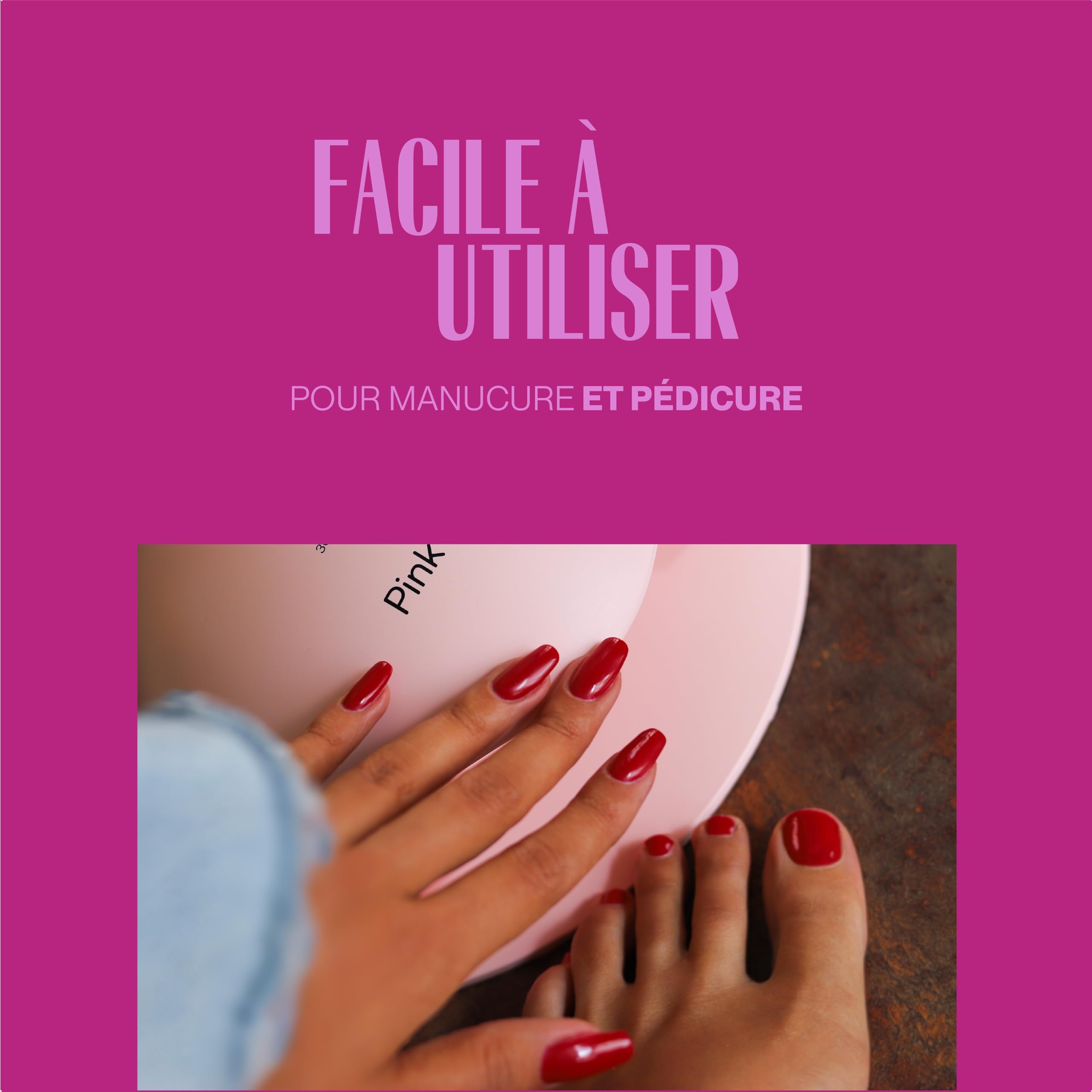 Pink Gellac Lampe UV Ongles Gel Premium Blanc - Lampe LED Ongle avec Minuterie Automatique et Fond Amovible - Machine UV LED pour Ongles avec Intervalles de Temps - pour Qualité Salon