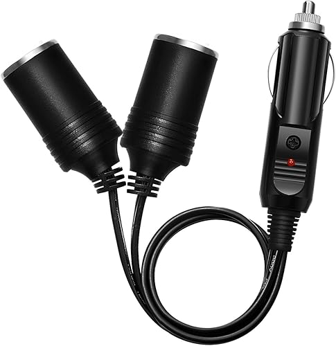 CHANZON Adaptador divisor de encendedor de cigarrillos de automóvil de 12 V24 V, cable UL de 7 pulgadas con fusible de 15 A, cable de extensión de