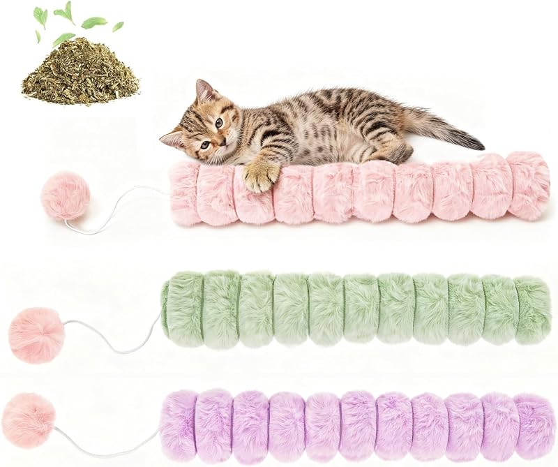 Cat Kicker Toy 3 PCS, Quiet Cat Catnip Toys for Indoor Cats | Interactive Cat Toy Pillows Long Cat nip Toys for Kitten 14.6in/37cm