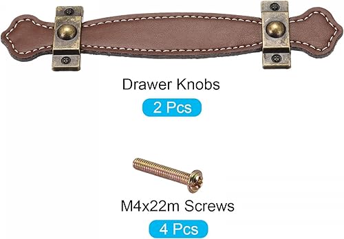 Miniatura 3 de uxcell Manija de cuero, 6.3 pulgadas, 2 manijas de cuero para muebles, correa para manija de puerta, maleta, cómoda, cajón, pomos de repuesto, color