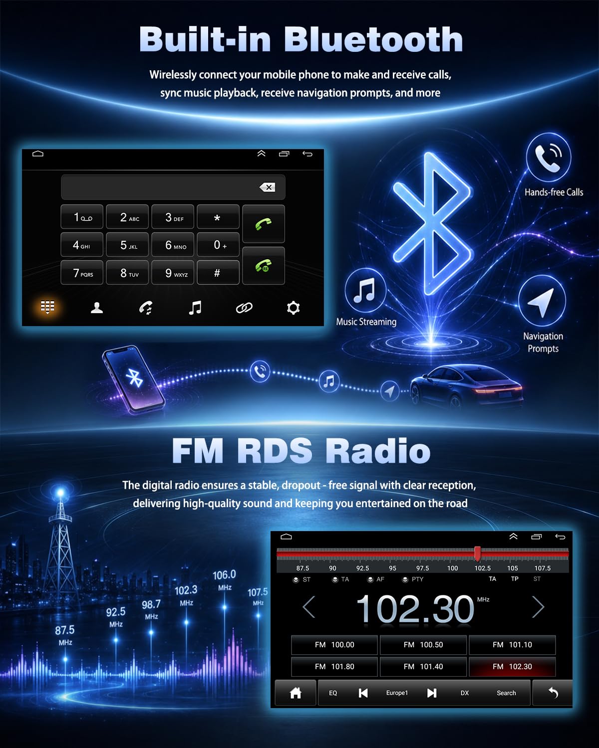 JAWSEU 4+64GB Autoradio mit Bildschirm Bluetooth für Opel Corsa d, Astra J & H, Meriva, Vivaro, Zafira b 2DIN 7 Zoll Auto Radio Unterstützt DAB+ Navi WLAN 5G FM HiFi Carplay Android Auto Android 15