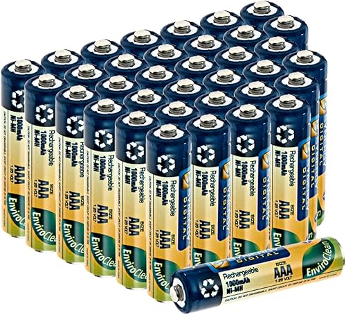 Synergy Digital Baterías AAA paquete de 36 ultra alta capacidad baterías recargables triple A Ni-MH 125 V 1000 mAh