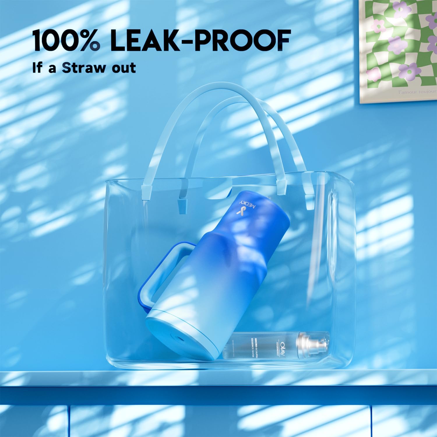 Meoky 30 oz Tumbler with Handle, Tumbler with Lid and Straw, Insulated Stainless Steel Travel Mug, 100% Leak-proof, Cupholder Friendly, Keeps Cold for 24 Hours or Hot for 8 Hours (Sky) - Image 3