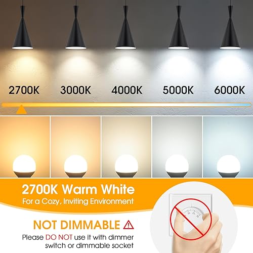 Vista 24 de MAXvolador Bombillas LED E12 de 60 W equivalentes a luz diurna blanca 5000 K, bombillas de ventilador de techo de 600 lúmenes, CRI 85+ bombillas