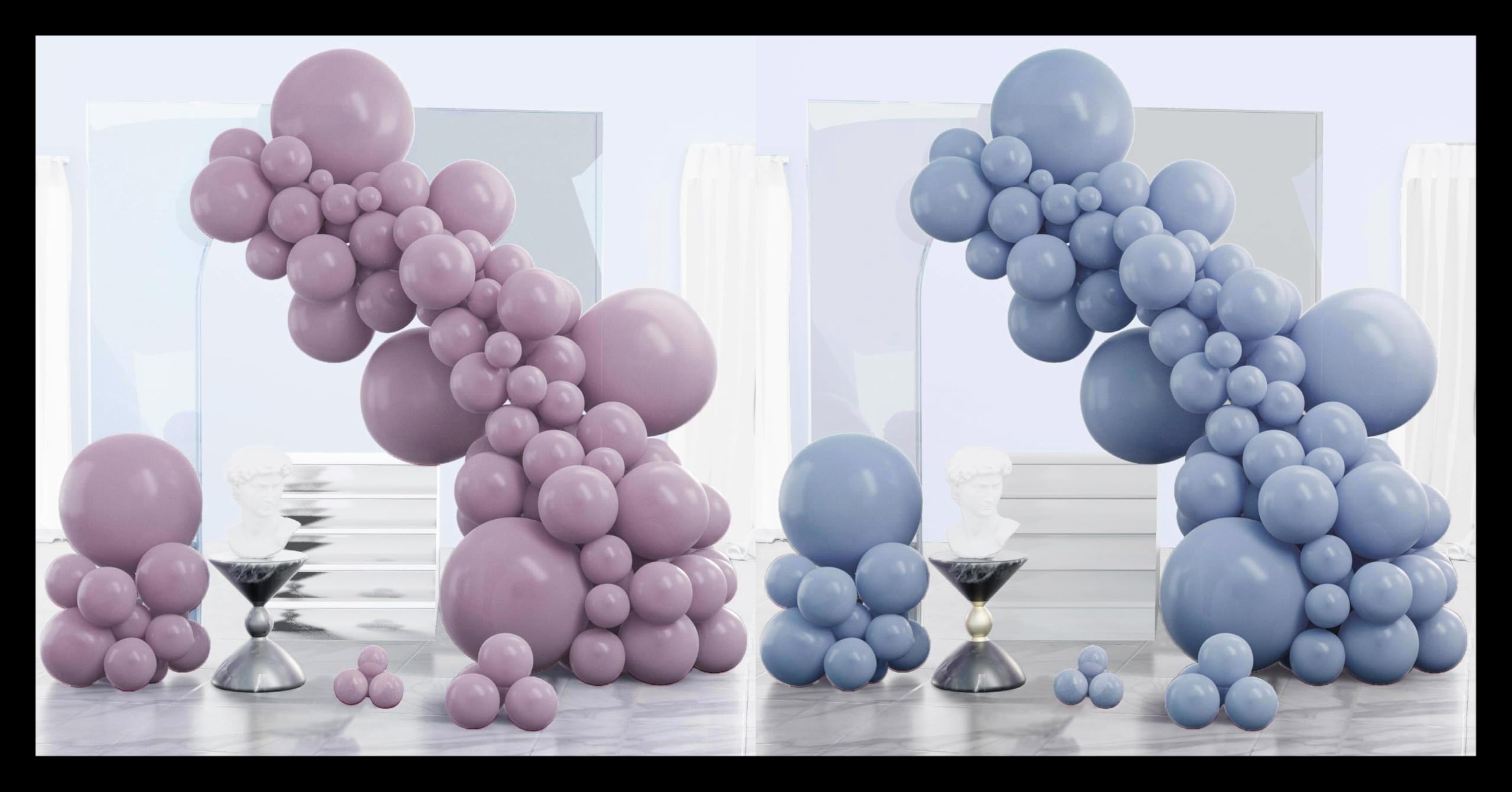 PartyWoo Dusky Purple Balloons 140 pcs and PartyWoo Dusty Blue Balloons 140 pcs