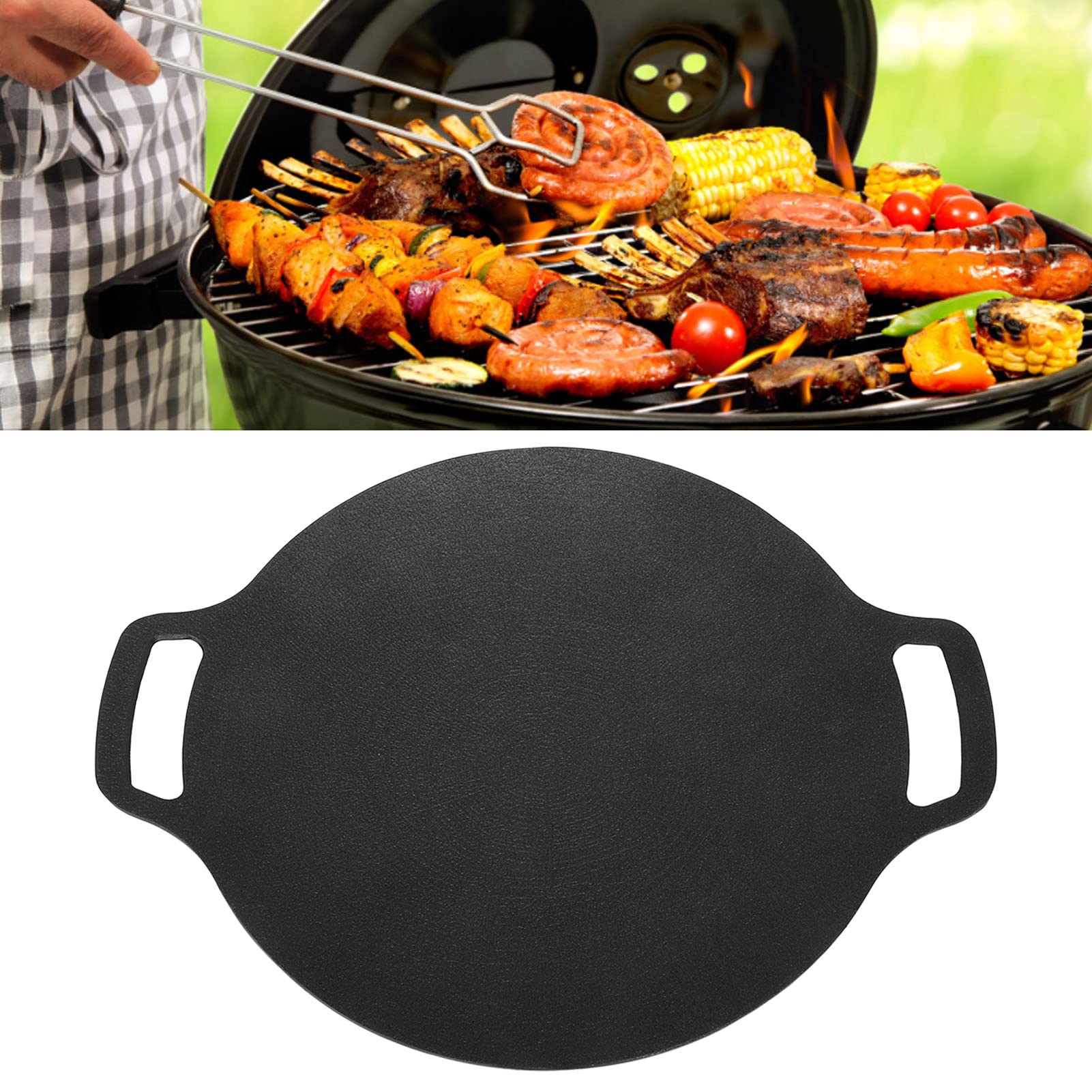 Sartén redonda coreana, sartén para barbacoa de estilo coreano, aleación de aluminio, cocción rápida y uniforme de salchichas en casa (36 cm)