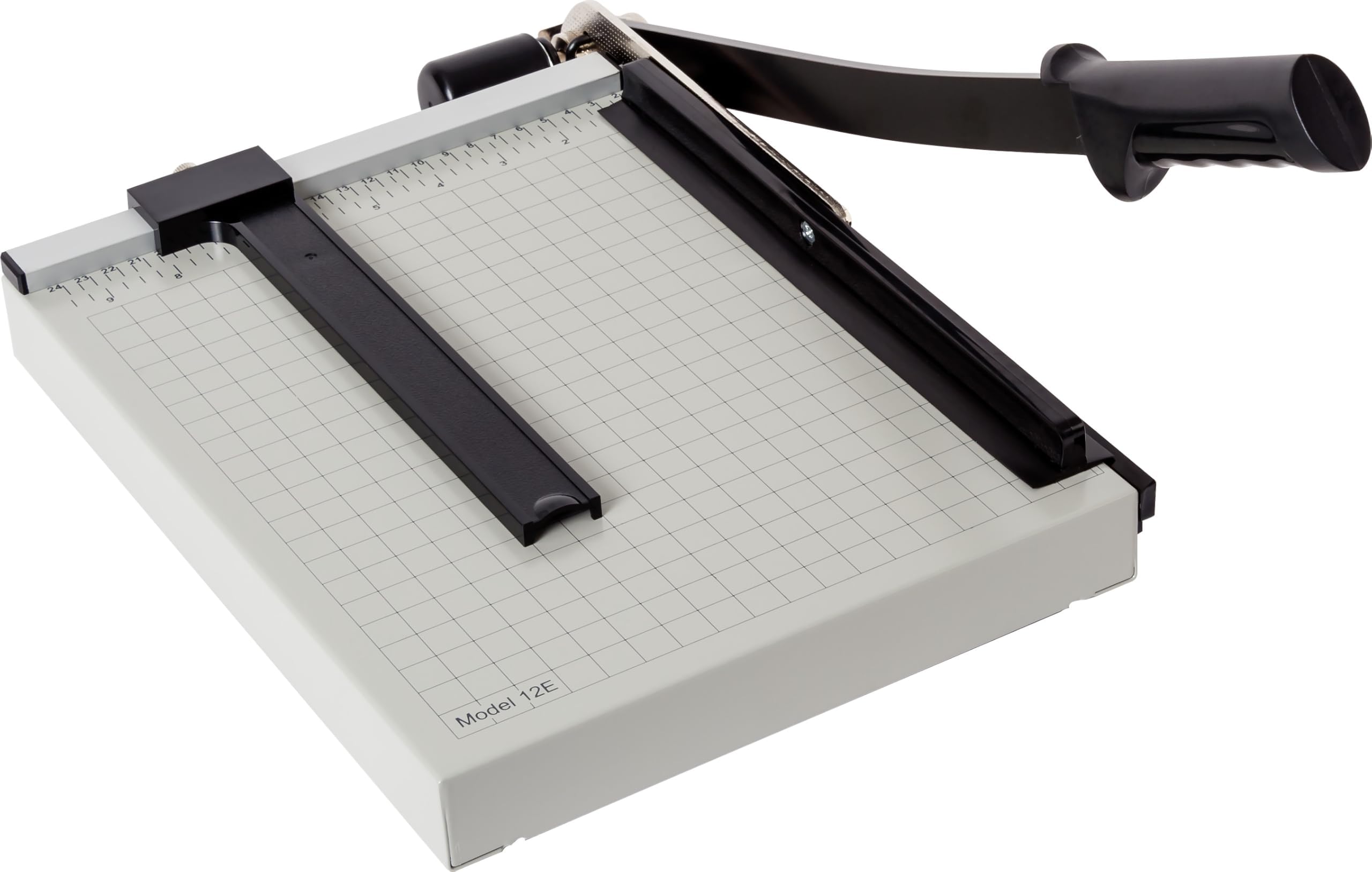 12e Vantage Paper Trimmer, 12" Cut Length, 15 Sheet, Automatic Clamp, Adjustable Guide, Metal Base with 1/2" Gridlines, Guillotine Paper Cutter