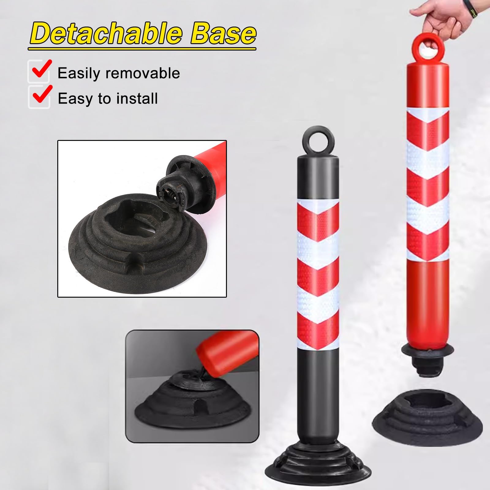 Conos de Barricada de Tráfico, Bolardo de Tráfico, Cono de Bolardo de Señalización de Tráfico con Base de Goma Extraíble, Cono de Barricada de Estacionamiento Reflectante Portátil para Garaje