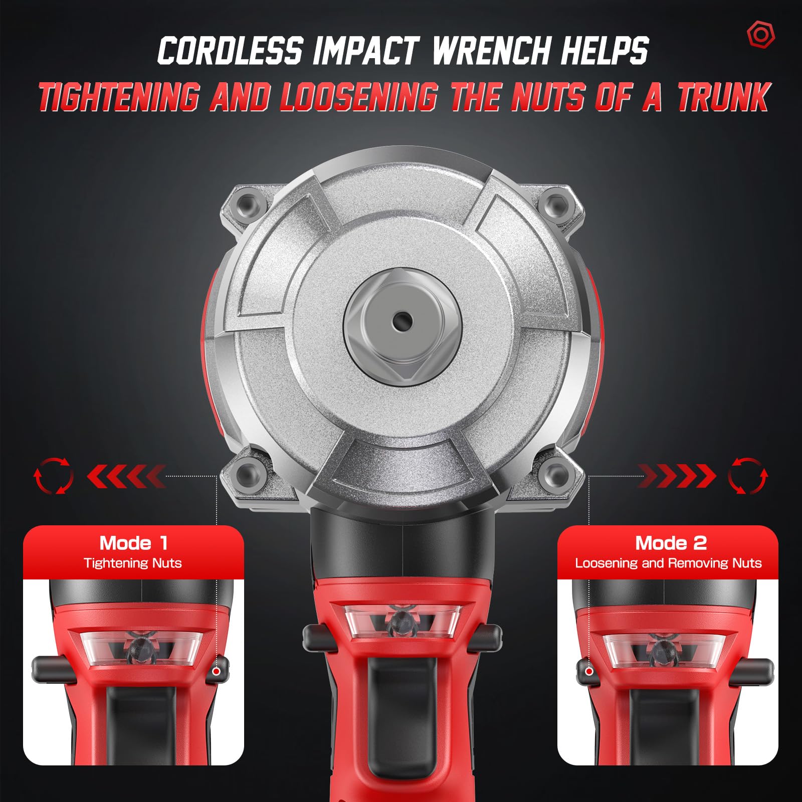 sukaudiz Avvitatore a Impulsi, 1200N.m Cacciavite a Batteria con Batteria 4.0 AH*2, 2 Luci a led, Modalità 3+2 Velocità, Con 5maniche, Pistola a percussione senza spazzole, Auto