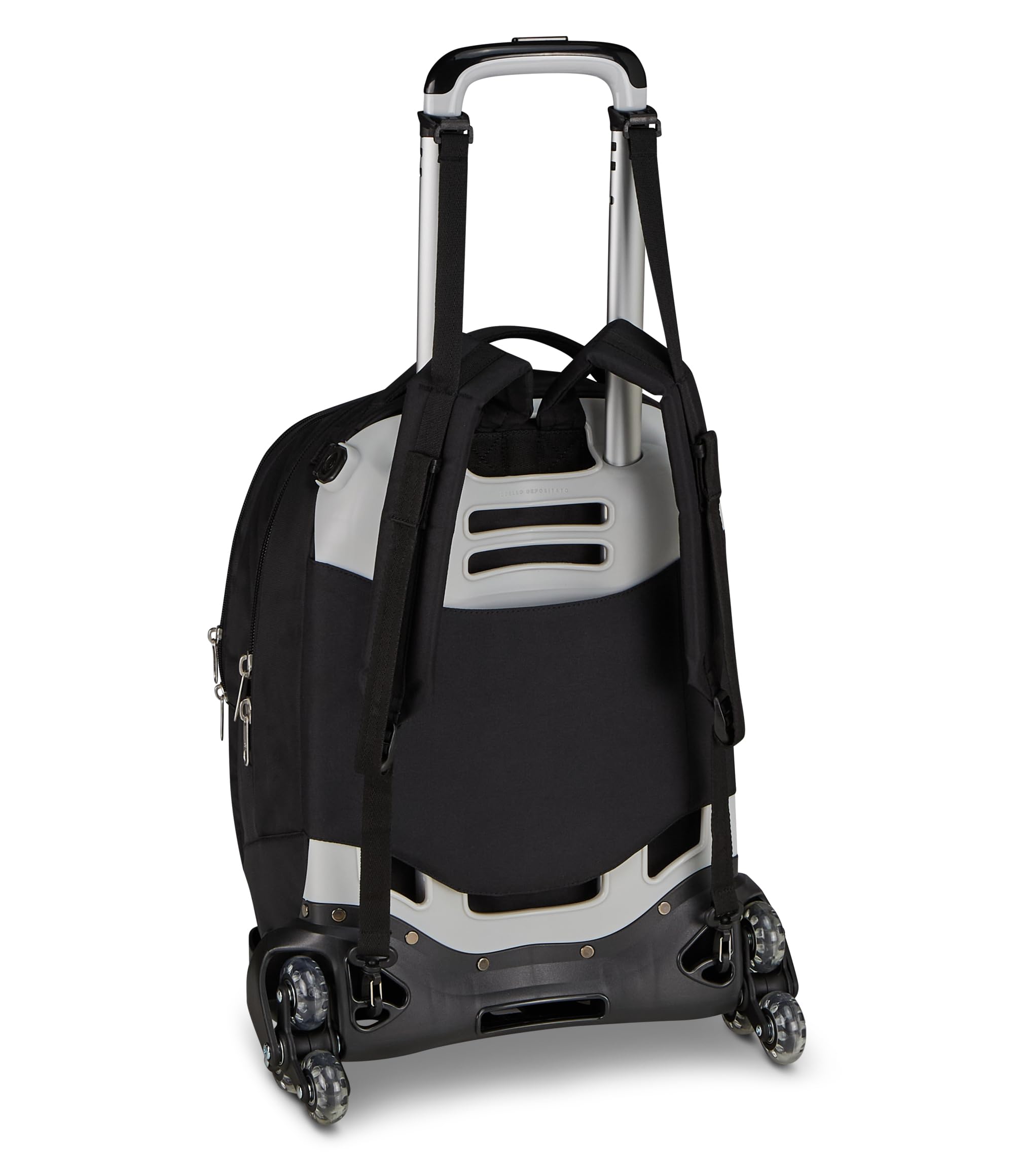 Seven Trolley Scuola Jack 8 Ruote Detach PLUMPY LINE BOY, Nero, 43 L, Scomponibile, Zainetto staccabile, 4 in 1, Cross-over System, Tasche multifunzione, Scuola elementare e media, Bambini, Ragazzi