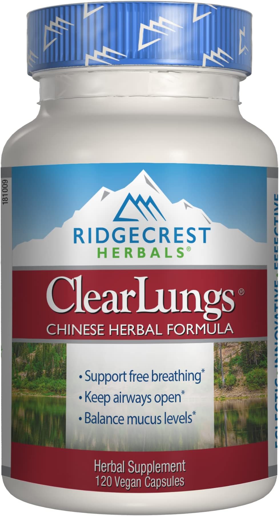 Ridge Crest Herbals 24001360A Vegetarian Capsules, Clearlungs, Herbal Breathing Support, 120 Capsule