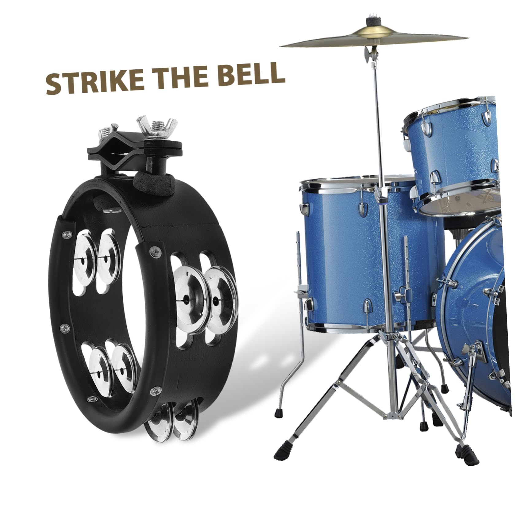 Vaguelly Rund Geformtes Tamburin und Metall mit Einfacher Befestigung für Schlagzeug Zubehör Musikinstrument für Hi Hat und Percussion Performance