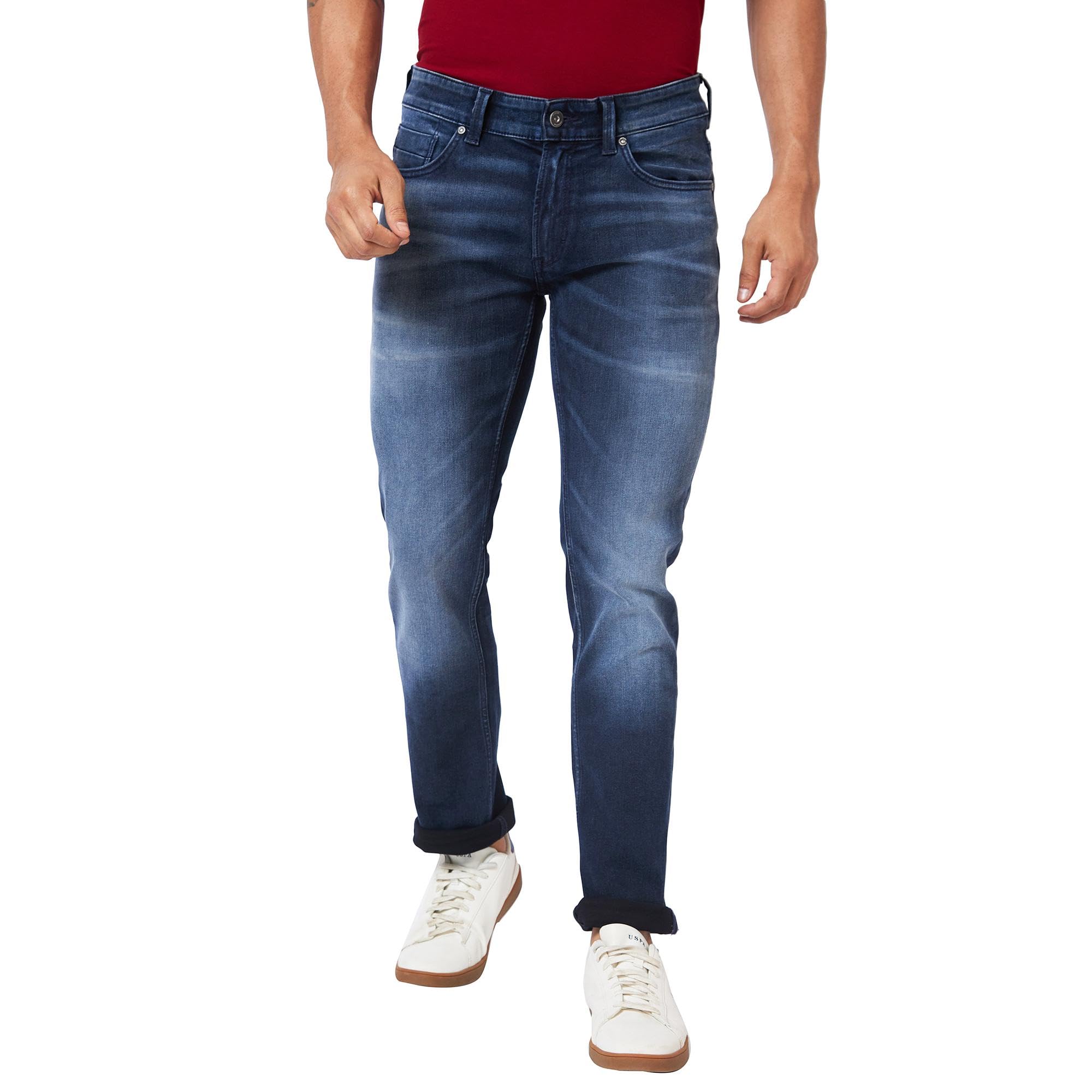 spykar Mid Rise Regular Fit Blue Jeans for Men-picture-22