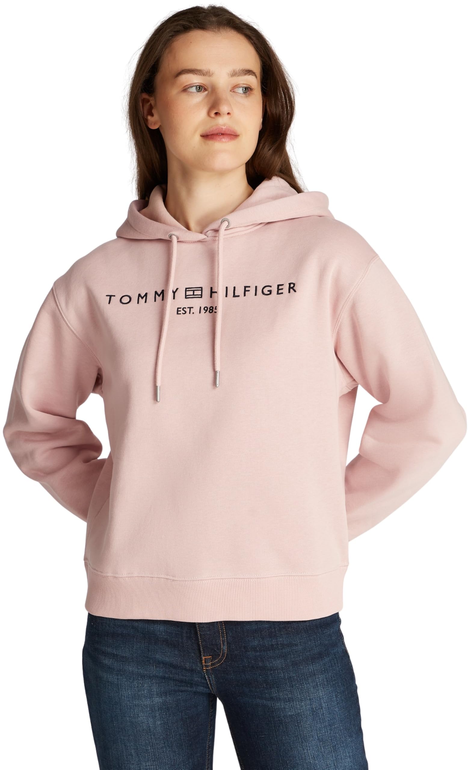 Tommy Hilfiger Women’s Logo Hoodie, Pink (Foggy Pink), XL