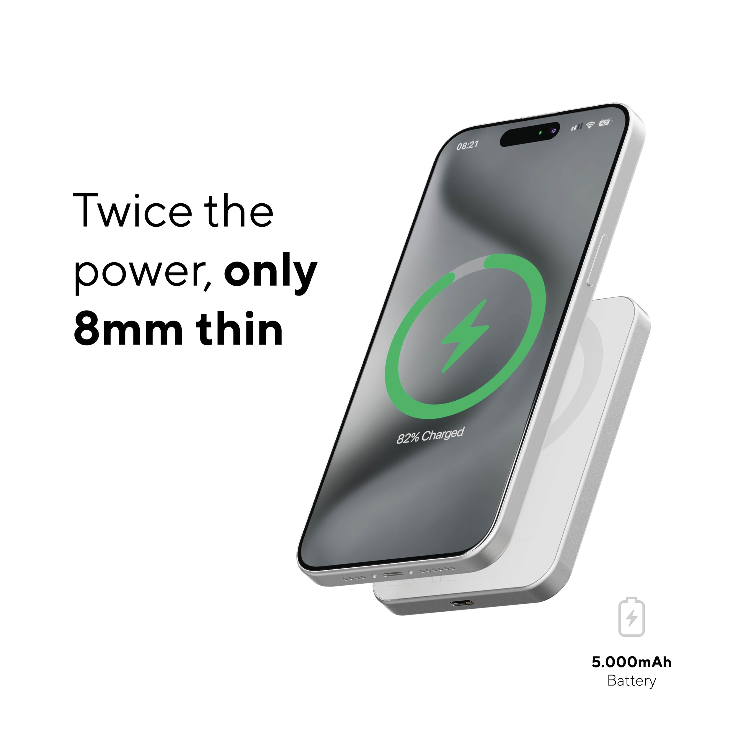 LINQ Magnetyczny bezprzewodowy powerbank 5.000