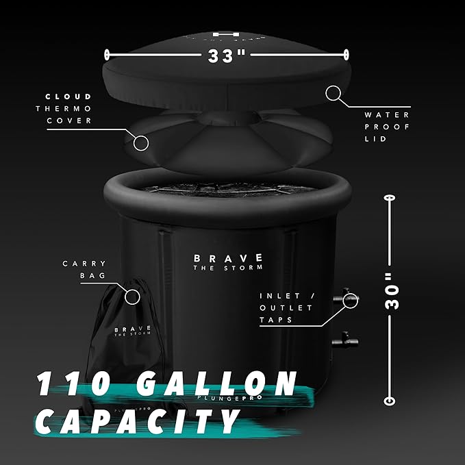 Cold Plunge Tub for Ice Baths at Home - 110 Gal Outdoor & Indoor Cold Water Plunge Tub with Lid - Water Chiller Compatible - XL Recovery Cold Plunge for Athletes - Portable Ice Bath & Accessories