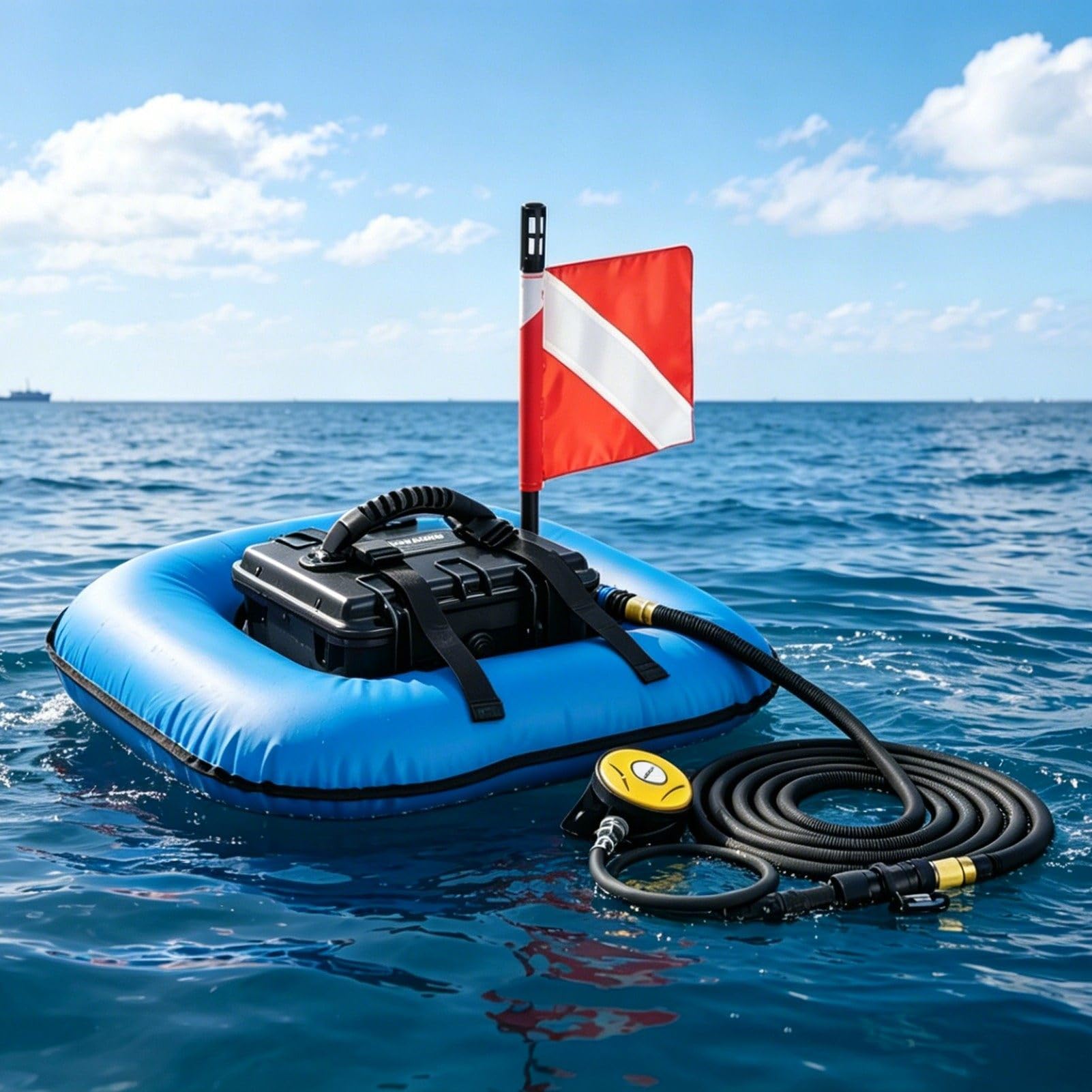 ROGHA Diving Ventilator Tankless, Underwater Breathing Device, Scuba Diving Equipment Respirator, 52L/Min, 60-70min Endurance, with 9m Hose & Breathing Regulator Blue-1battery