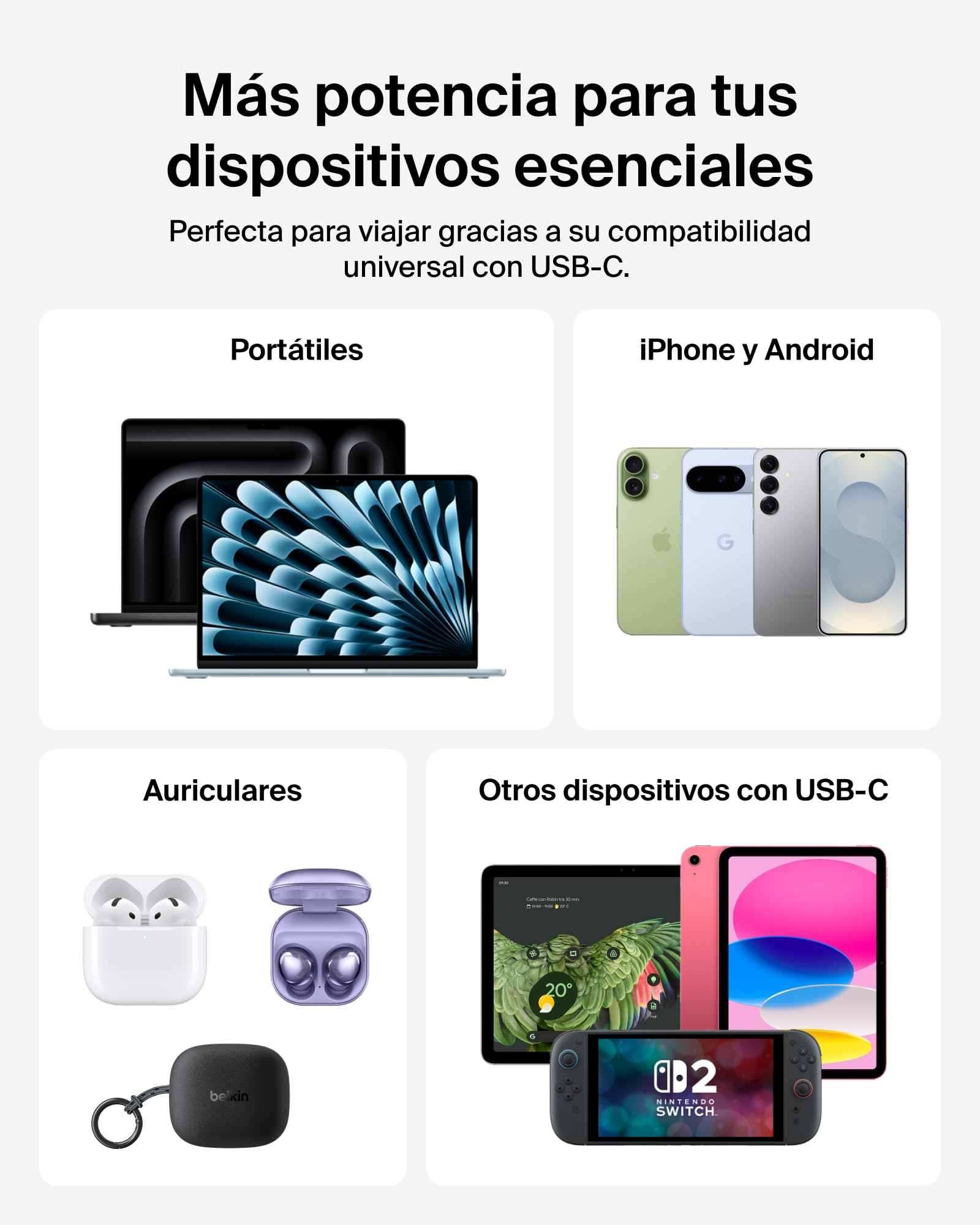 Belkin UltraCharge Pro Batería Externa 25 000 mAh para Portátiles - Negro | Power Bank de 25000 mAh, 1 puerto y 1 cable USB-C, 1 puerto USB-A, Power Delivery a 158 W, Pantalla, Batería Portátil