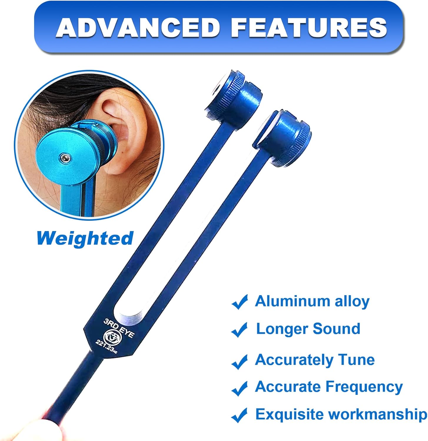 Chakra Tuning Fork Set for Healing, 7 Chakra and 1 Soul Purpose Weighted Colorful Solfeggio Tuning Forks, with Tuning Fork Activator, Rubber Mallet, Base, and Exquisite Aluminum Box