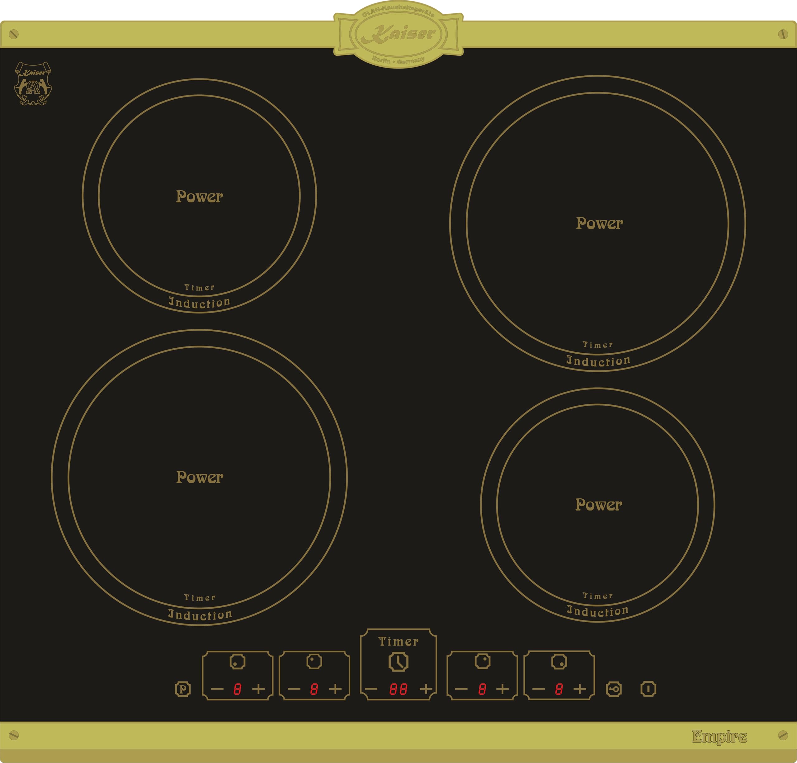 Kaiser Induktions Herd-Set EH 6355 Em+KCT 6195 IEm, Retro Elektro Einbau Backofen 60cm 67L+Induktions-Kochfeld 60 cm