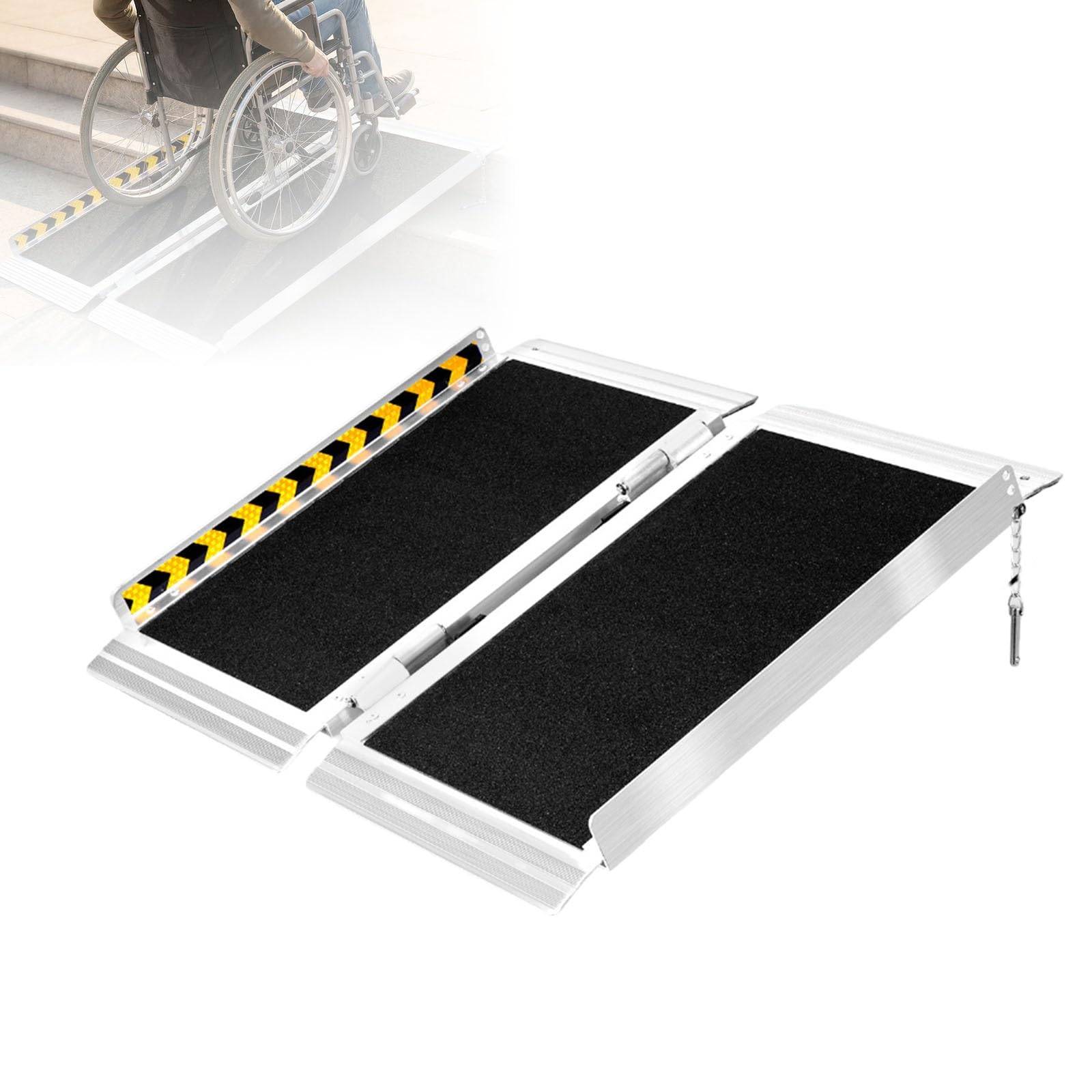 Rampa portátil para sillas de Ruedas, rampas Plegables para umbrales | Rampa de aluminio para personas con discapacidad con superficie antideslizante, capacidad de 300 kg(A,91*73.5cm)