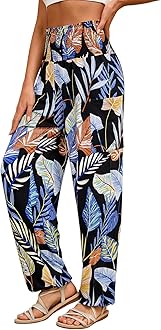 QIANXIZHAN Women's Harem Pants, High Waist Yoga Boho Trousers with Pockets