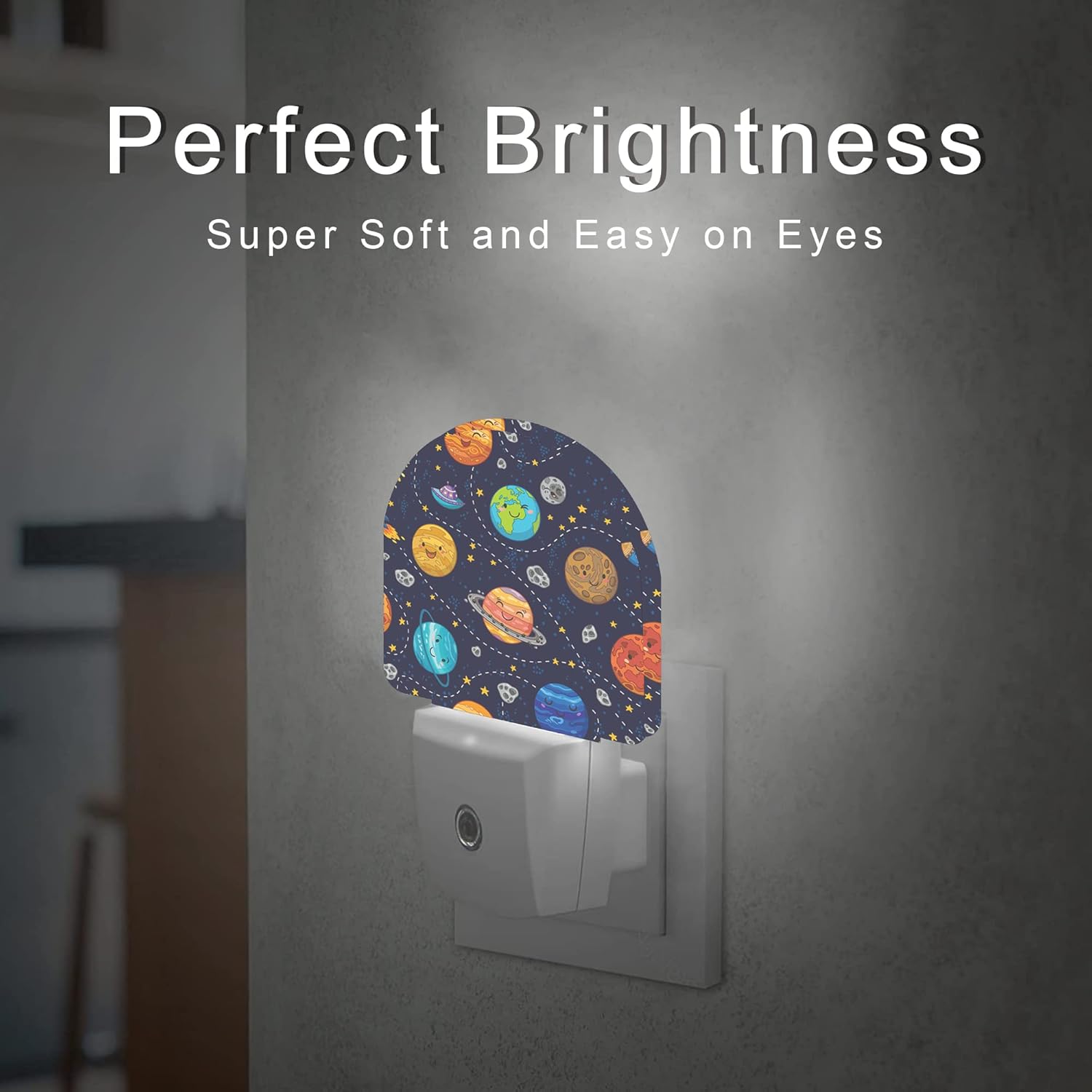 Space Planets Night Light,Solar System Night Lights Plug into Wall, Dusk to Dawn Sensor LED Lamp 0.5W for Boys/Girls/Women/Men Decorations Room 0.5W Sleep Friendly