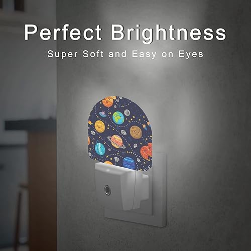 Miniatura 3 de AOWULA Luz nocturna de planetas espaciales, luces nocturnas del sistema solar enchufables a la pared, lámpara LED con sensor de atardecer a
