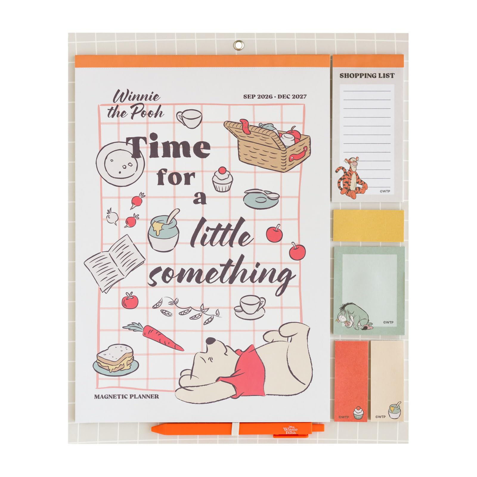 Grupo Erik Magnetic Calendar For Fridge 2027 - Disney Winnie the Pooh Gifts | Family Planner Calendar 2027 with Stickers, Pen, Shopping List, Sticky Notes | Magnetic Planner 16 Months Sep 26 - Dec 27