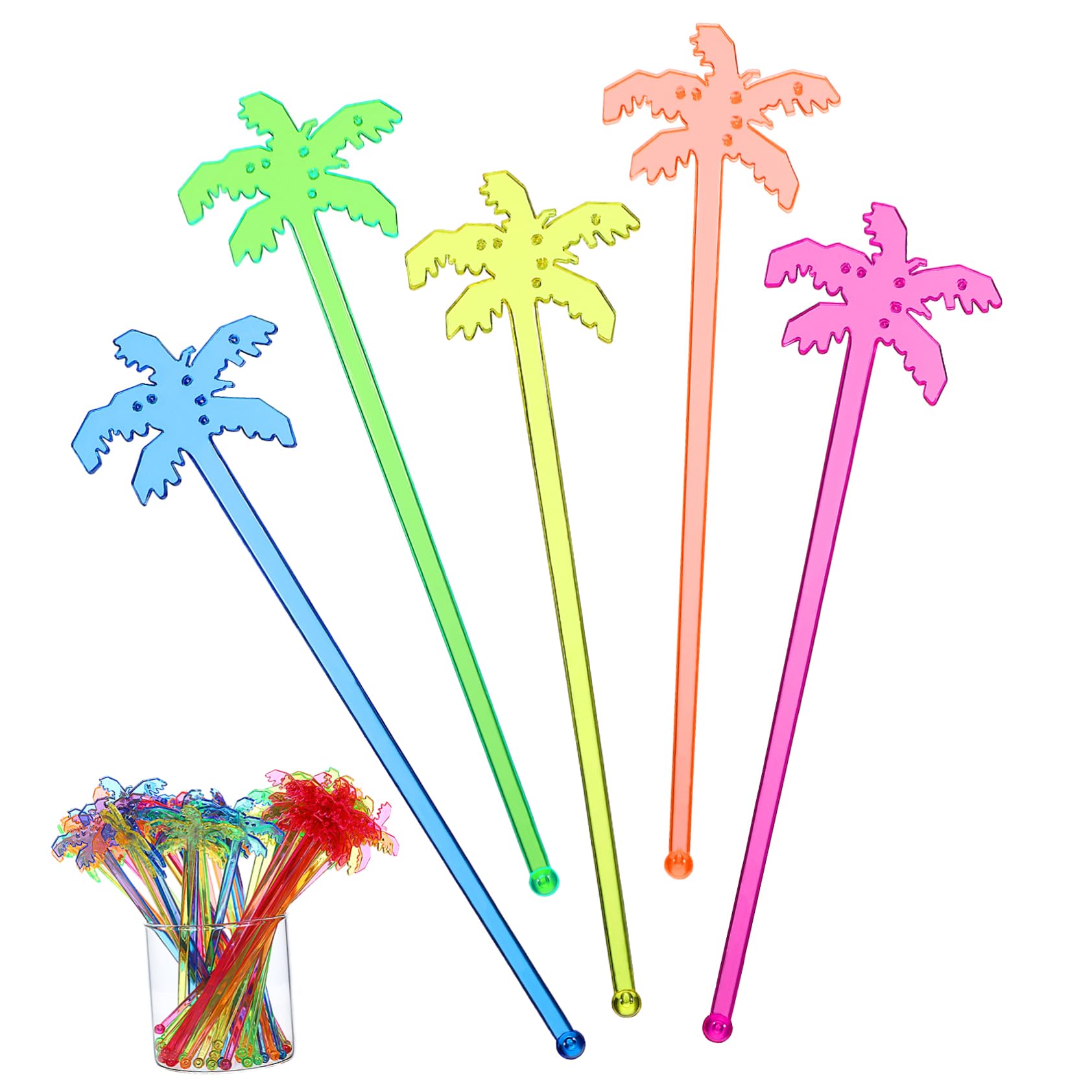 FONDOTIN Stirring Sticks Fruit 150pcs Coconut Tree Stir Bar Mixing Stirrer Palm Tree Drinking Stirrers for Bar Home