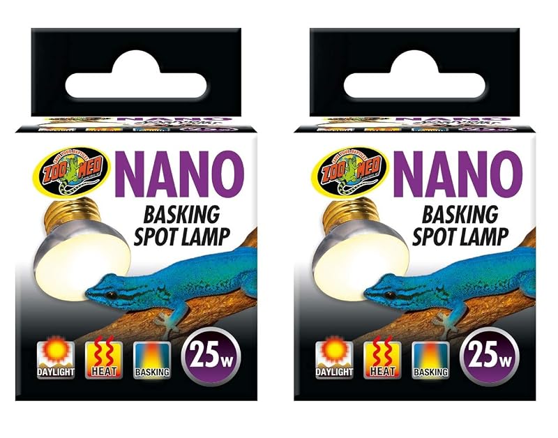 Lâmpada de aquecimento para répteis Zoo Med Nano Basking Spot 25 W, pacote com 2